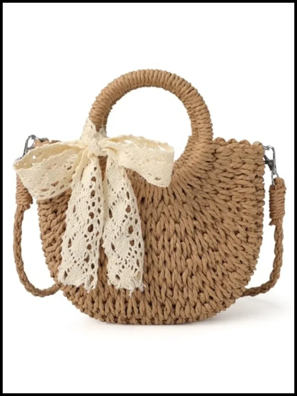 Handwoven Straw Clutch with Detachable Gold Chain, Lightweight
